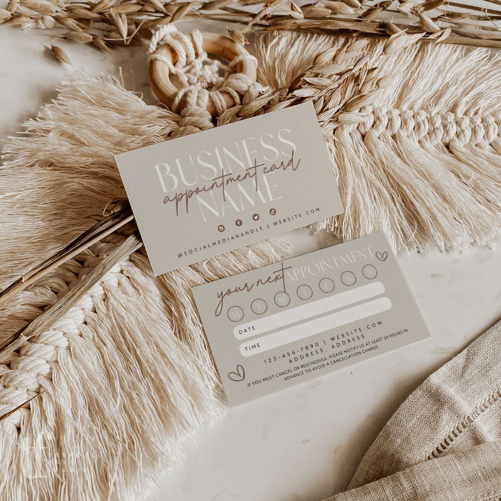 Modern Boho Appointment Reminder Card Canva Template | Nora - Trendy Fox Studio