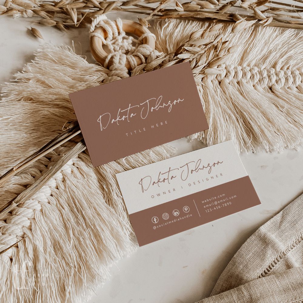 Modern Boho Business Card Canva Template | Amiri - Trendy Fox Studio