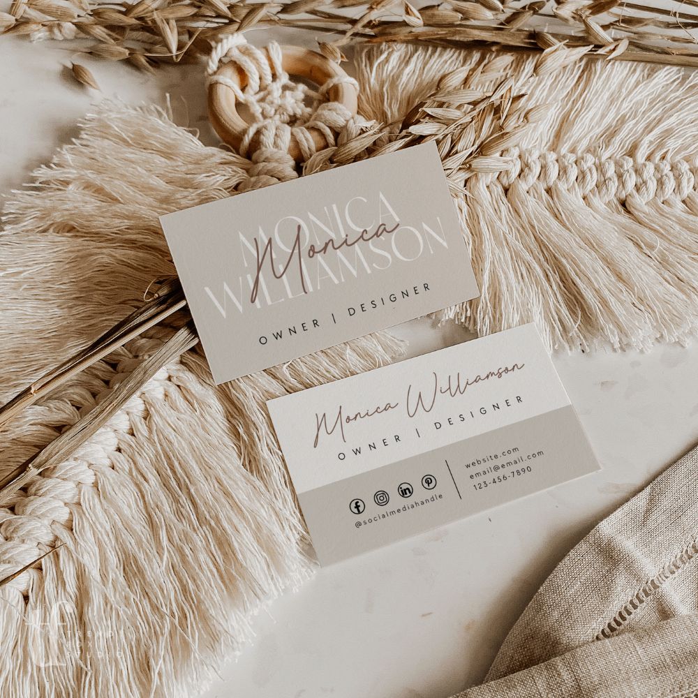 Modern Boho Business Card Canva Template | Nora - Trendy Fox Studio