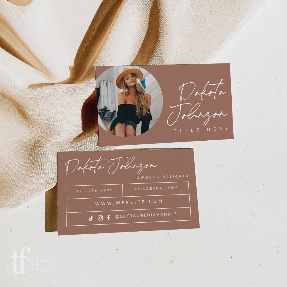 Modern Boho Business Card with Photo Canva Template | Amiri - Trendy Fox Studio