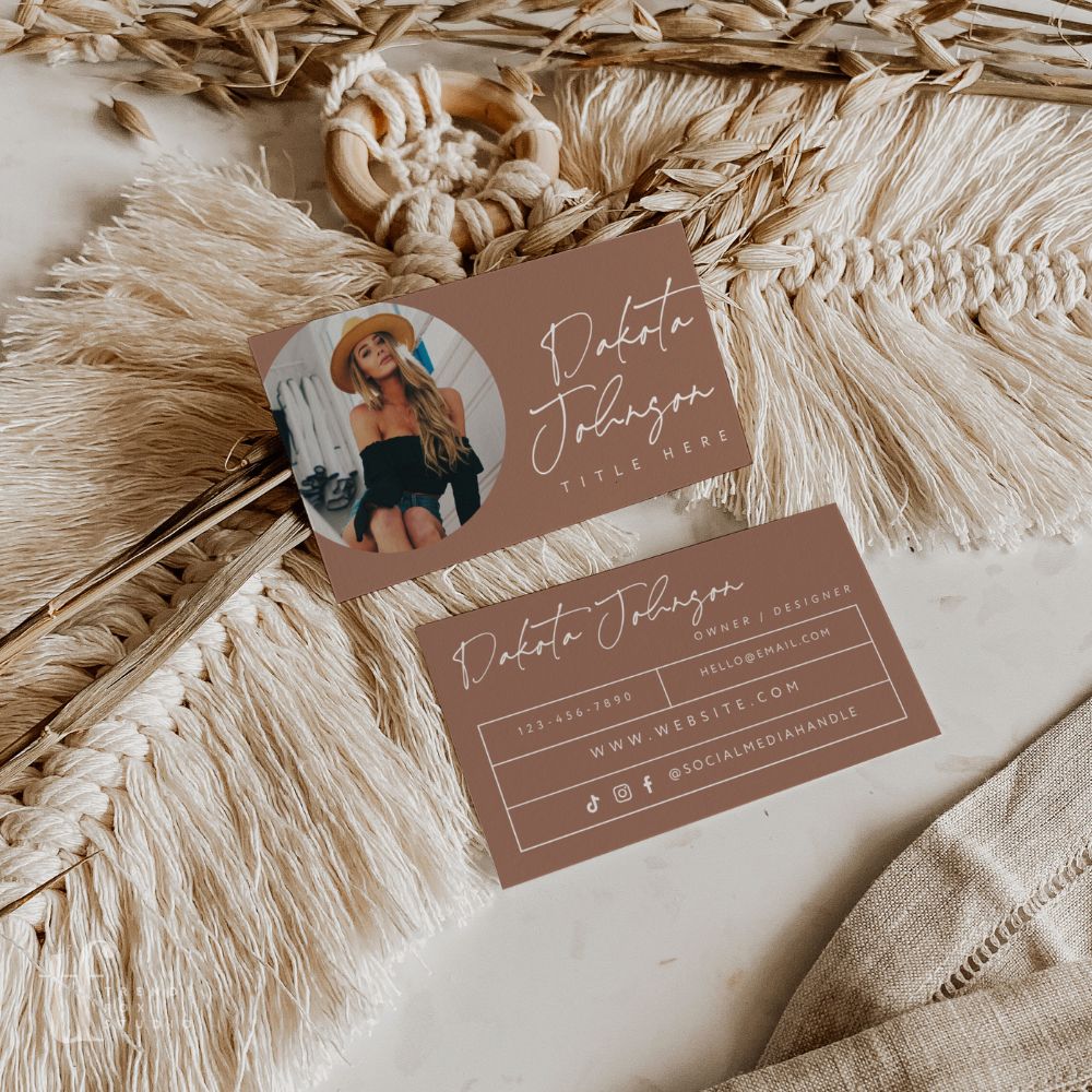 Modern Boho Business Card with Photo Canva Template | Amiri - Trendy Fox Studio