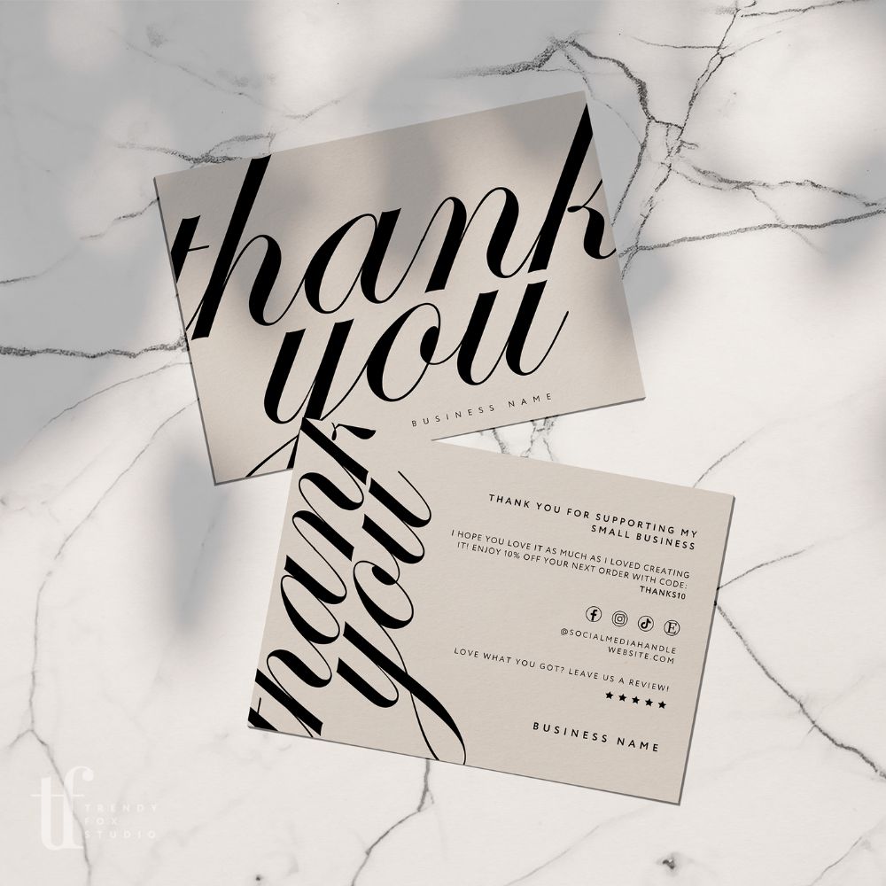 Modern Chic Business Thank You Card Canva Template - Trendy Fox Studio