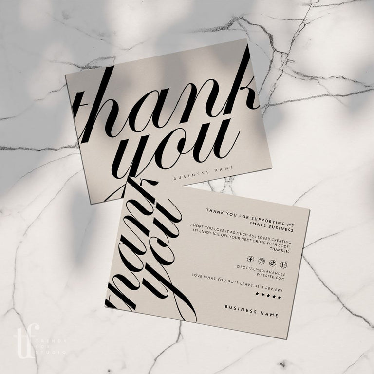 Modern Chic Business Thank You Card Canva Template - Trendy Fox Studio