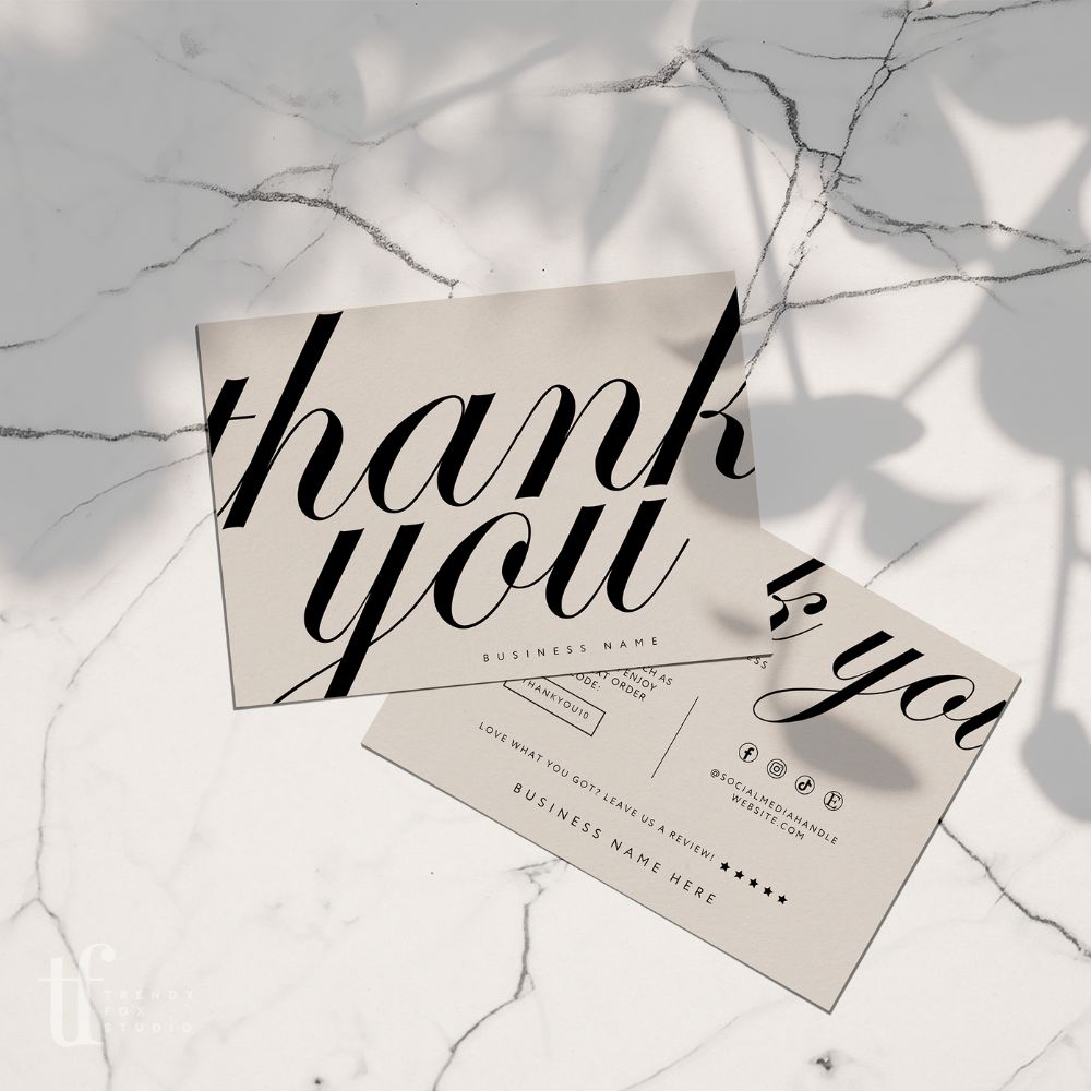 Modern Chic Business Thank You Card Canva Template - Trendy Fox Studio