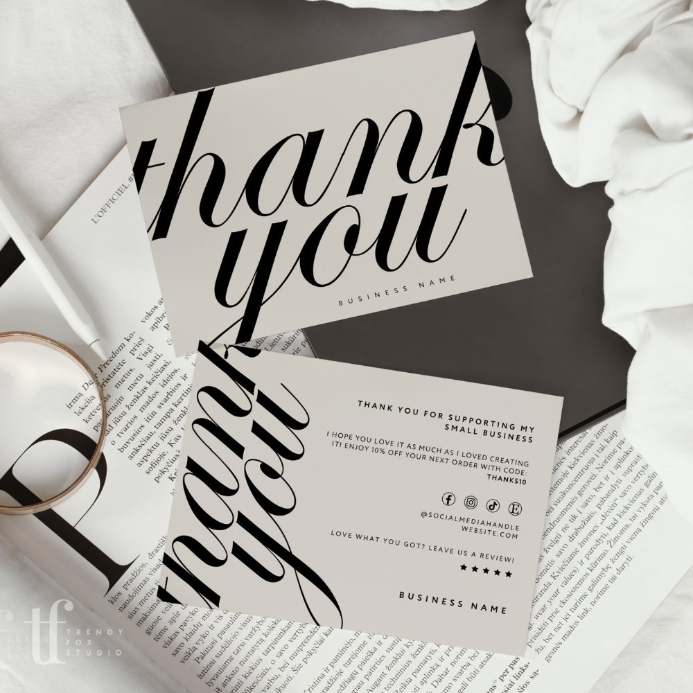 Modern Chic Business Thank You Card Canva Template - Trendy Fox Studio