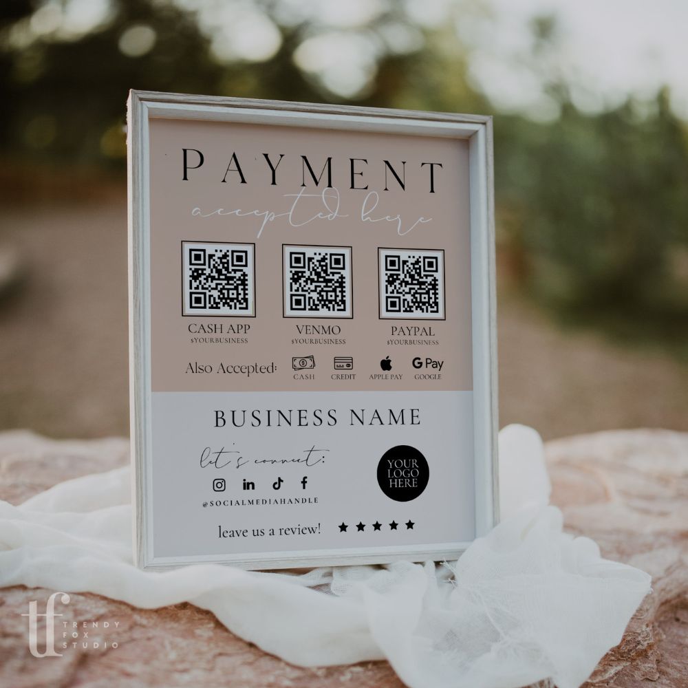 Modern Elegant Scan to Pay Sign, Accepted Payments Sign Canva Template ...
