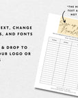 Modern Email Sign Up Form, Printable Email Collection Sheet Canva Template | River - Trendy Fox Studio