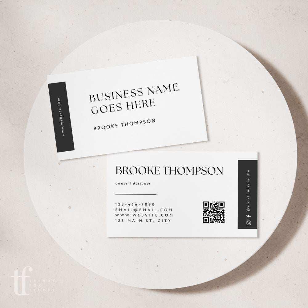 Modern Minimal Business Card with QR code Canva Template | Cosmo - Trendy Fox Studio