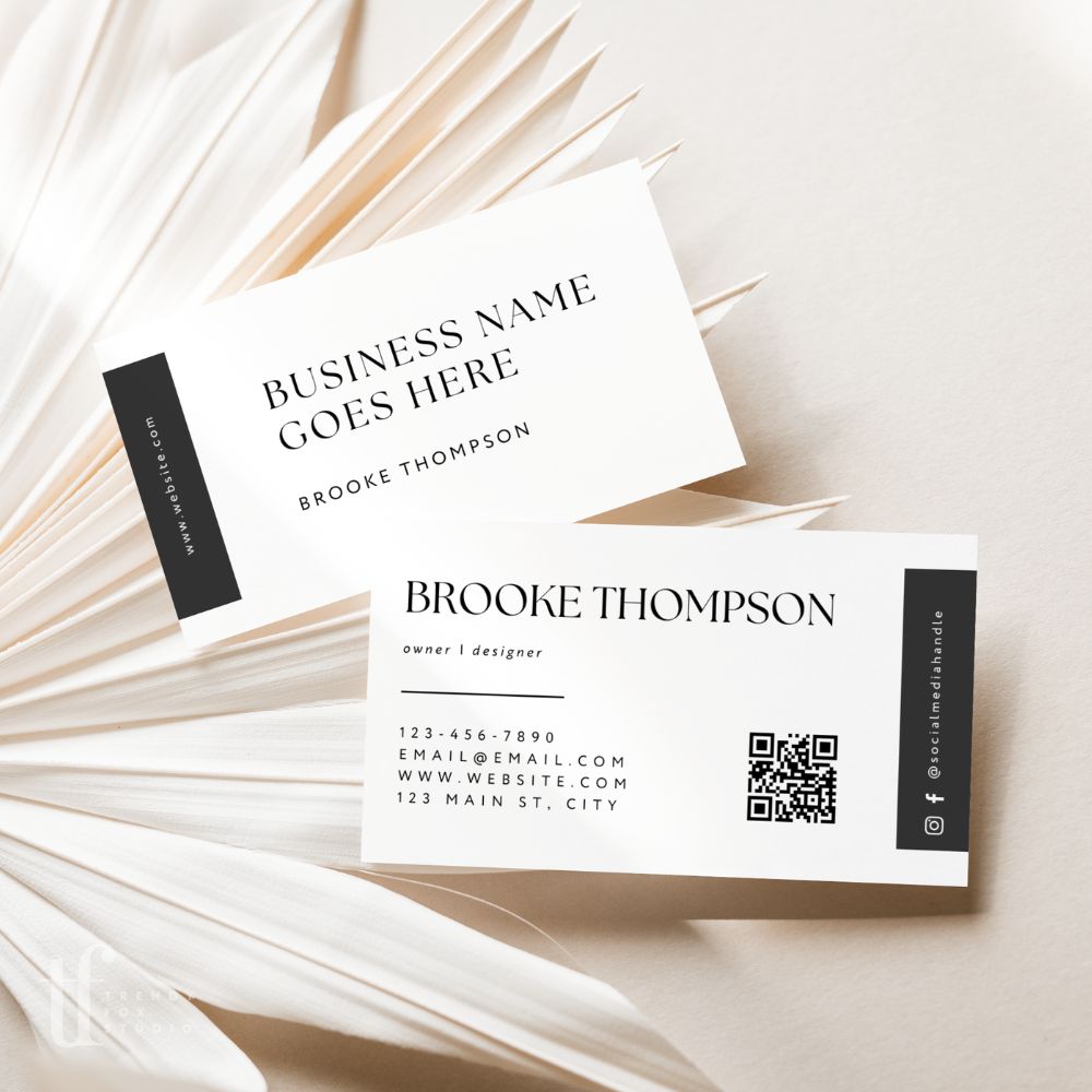 Modern Minimal Business Card with QR code Canva Template | Cosmo - Trendy Fox Studio