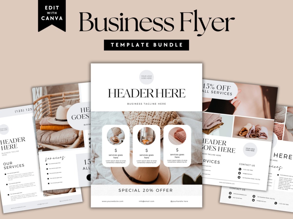 Modern Minimal Business Flyer Bundle Canva Template - Trendy Fox Studio