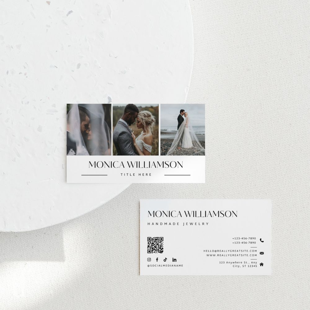 Modern Photo Business Card with QR Code Canva Template - Trendy Fox Studio