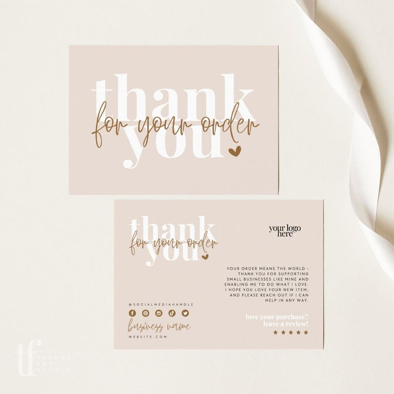 Neutral Boho Business Thank You Card Canva Template | Bohe - Trendy Fox ...
