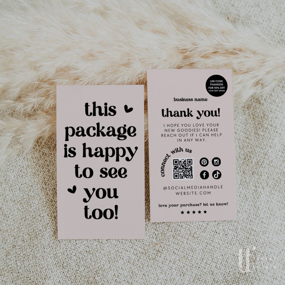 Neutral Retro Business Card Thank You with QR Code Canva Template | Jace - Trendy Fox Studio