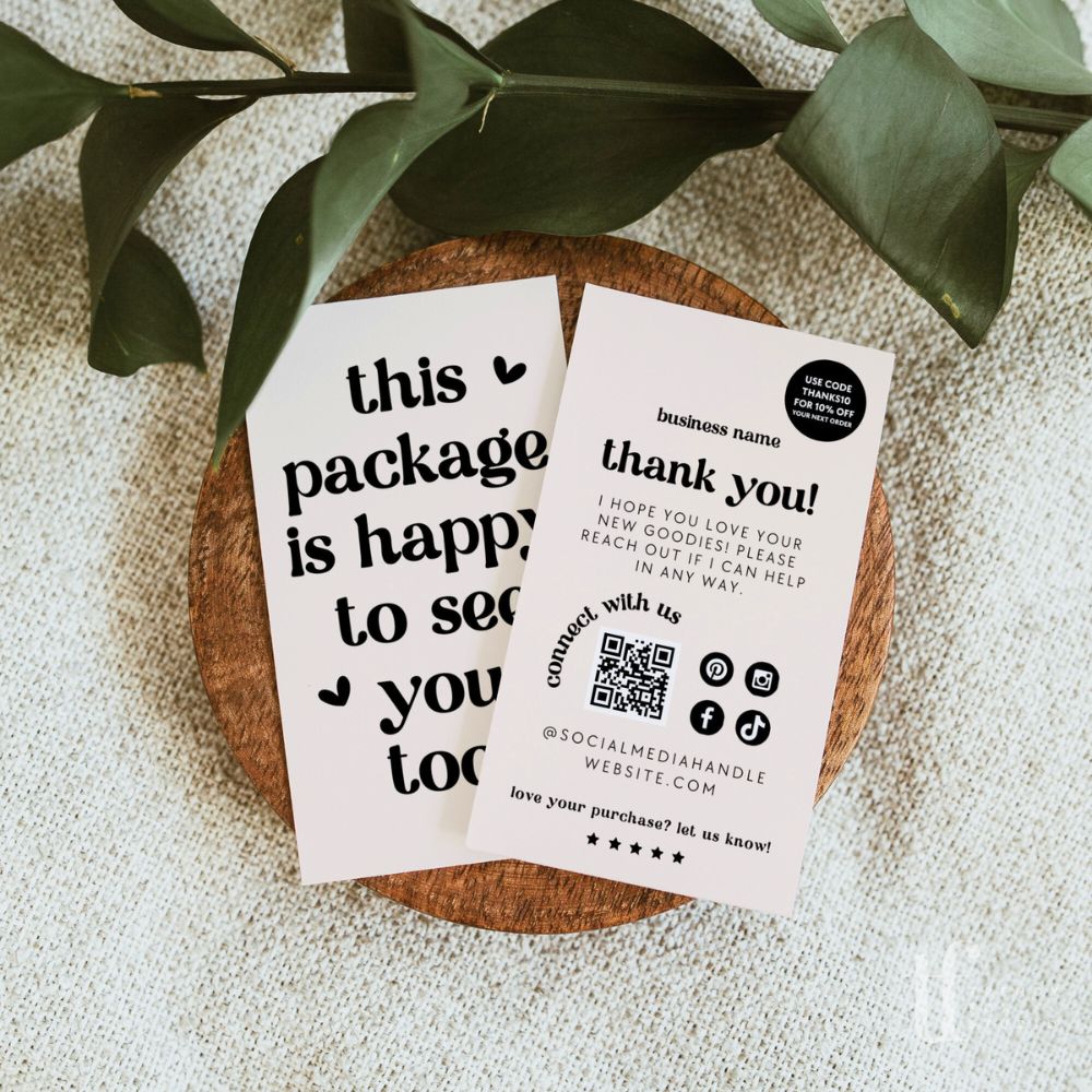 Neutral Retro Business Card Thank You with QR Code Canva Template | Jace - Trendy Fox Studio