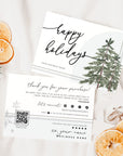 Plaid Christmas Business Thank You Card Canva Template | Rustic Neutral Watercolor - Trendy Fox Studio