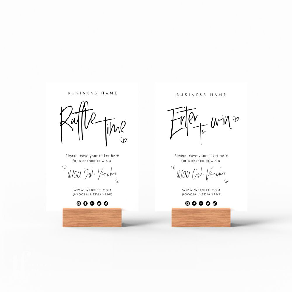 Work Raffle Sign Raffle Enter to Win Sign Canva Template | Dusk - Trendy Fox Studio