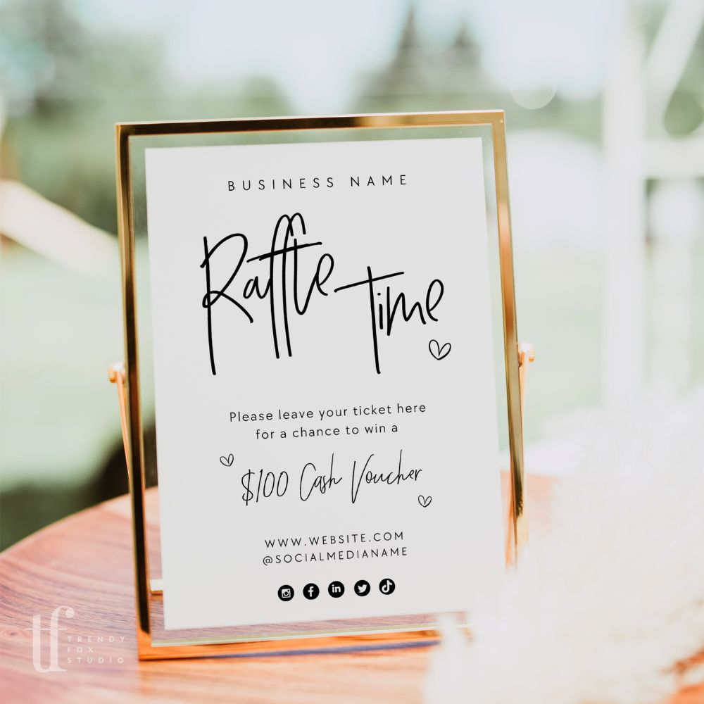 Raffle Enter to Win Sign Canva Template | Dusk - Trendy Fox Studio