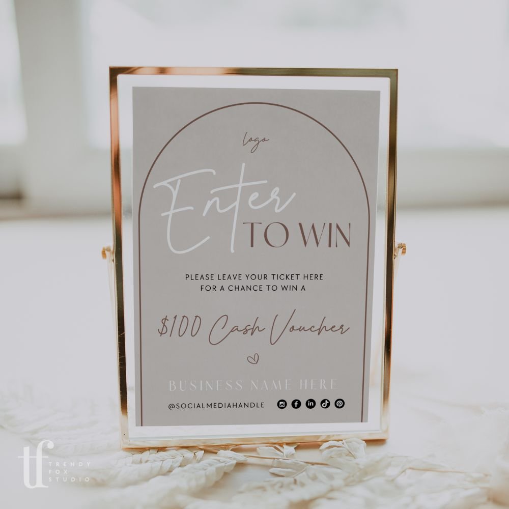 Room Raffle Sign Raffle Enter to Win Sign Canva Template | Nora – Trendy Fox Studio
