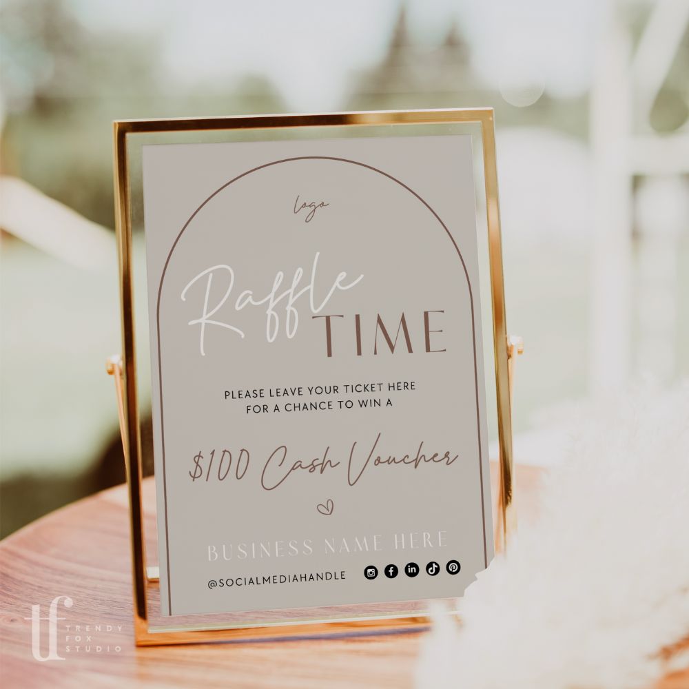 Raffle Enter to Win Sign Canva Template | Nora - Trendy Fox Studio