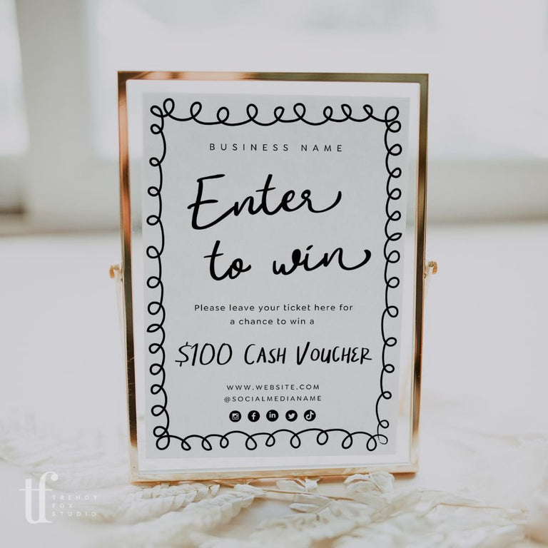 Raffle Enter to Win Sign Canva Template | Rose – Trendy Fox Studio