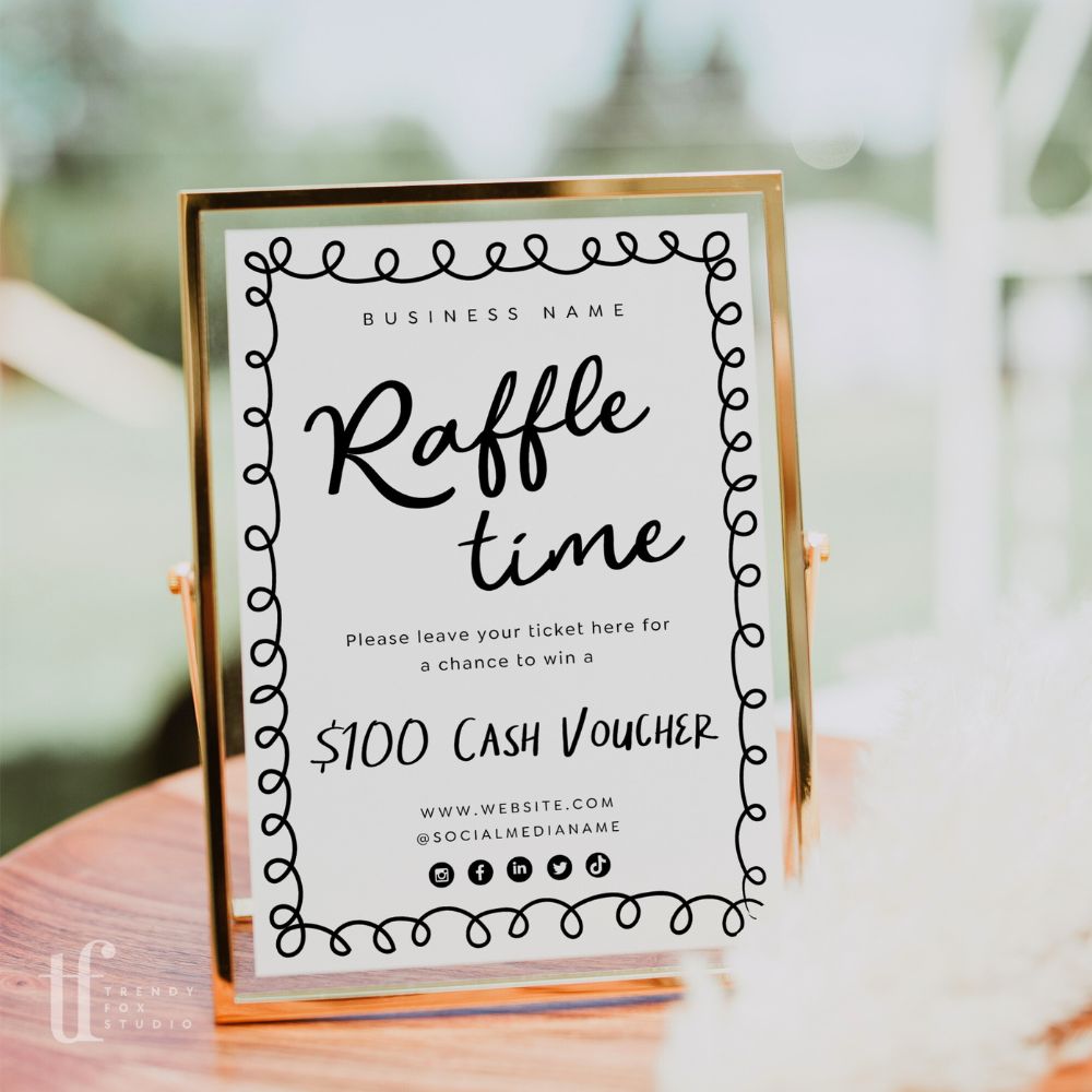 Raffle Enter to Win Sign Canva Template | Rose – Trendy Fox Studio