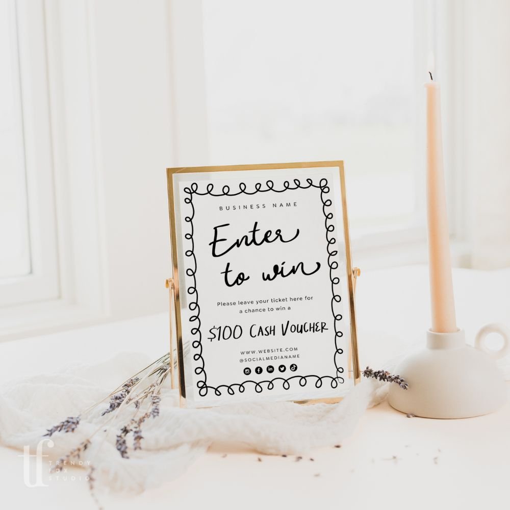 Raffle Enter to Win Sign Canva Template | Rose - Trendy Fox Studio