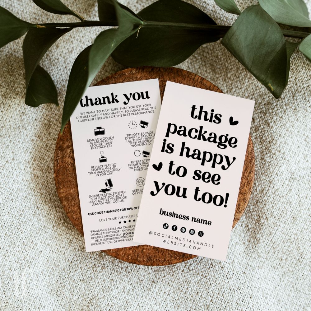 Retro Car Diffuser Care and Thank You Business Card Canva Template | Jace - Trendy Fox Studio