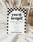 Retro Checkered Business Invitation Canva Template | Dani - Trendy Fox Studio