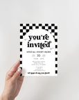 Retro Checkered Business Invitation Canva Template | Dani - Trendy Fox Studio