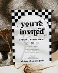 Retro Checkered Business Invitation Canva Template | Dani - Trendy Fox Studio