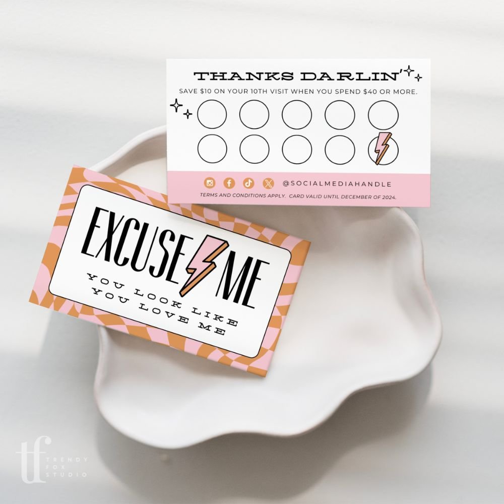 Retro Checkered Loyalty Card Canva Template | Brooks - Trendy Fox Studio