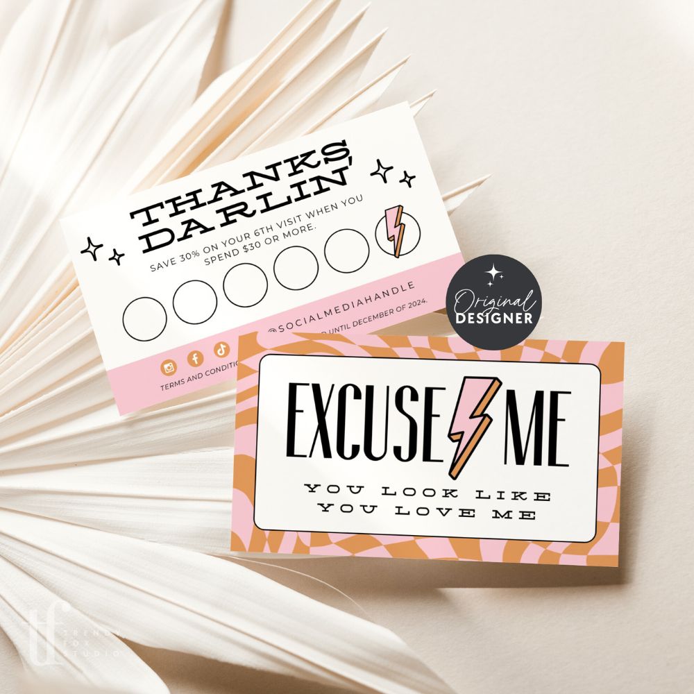 Retro Checkered Loyalty Card Canva Template | Brooks - Trendy Fox Studio