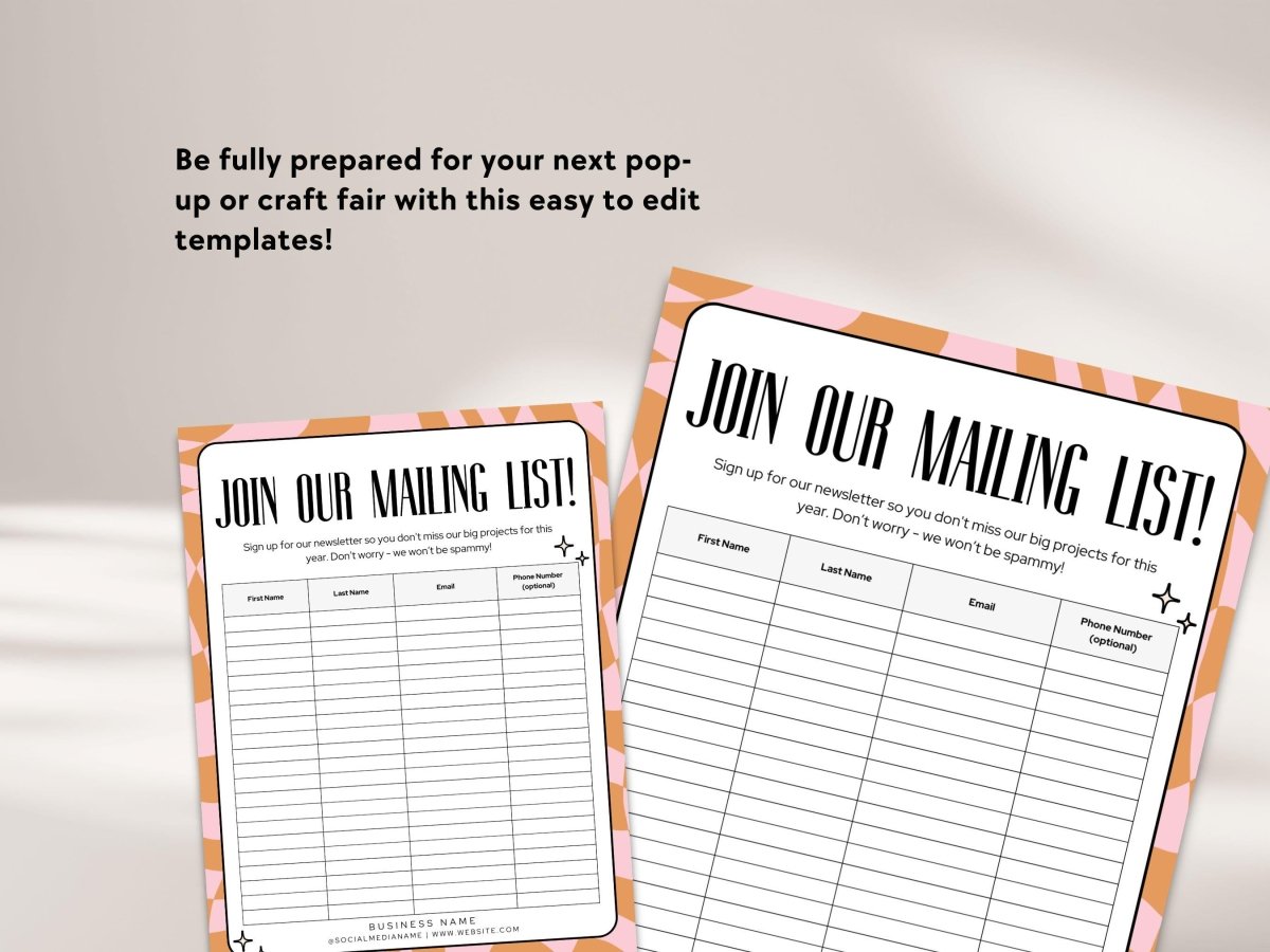 Sample Email Collection Form Retro Email Sign Up Form, Printable Email Collection Sheet Canva ...