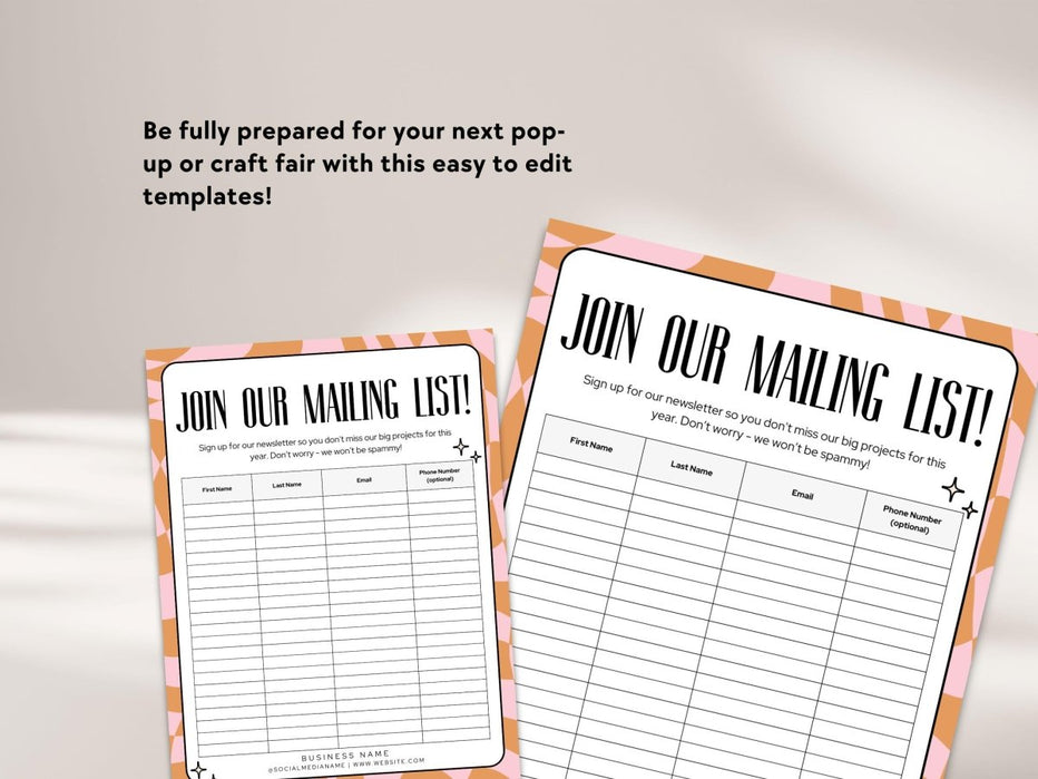 Retro Email Sign Up Form, Printable Email Collection Sheet Canva ...