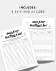 Retro Email Sign Up Form, Printable Email Collection Sheet Canva Template | Dani - Trendy Fox Studio