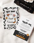 Retro Halloween Hey Boo Business Thank You Card Canva Template | Spooky Cute Ghost - Trendy Fox Studio