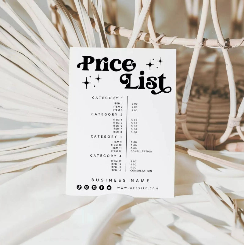 Retro Price List &amp; Scan to Pay Sign Canva Template | Dani