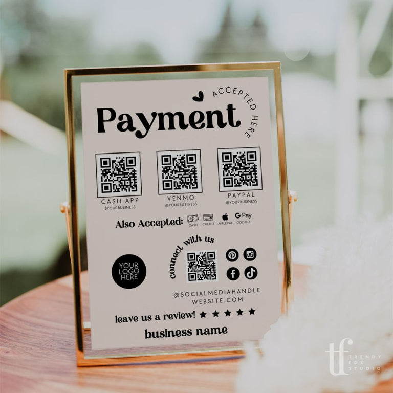 Pay First Signage Retro Scan to Pay Sign, Accepted Payments Sign Canva Template | Jace ...
