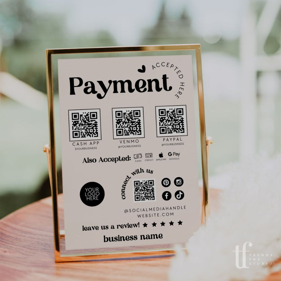Check Payments Sign Retro Scan to Pay Sign, Accepted Payments Sign Canva Template | Jace ...