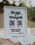 Retro Scan to Support Sign, 2 QR code Donation Sign Canva Template | Dani - Trendy Fox Studio