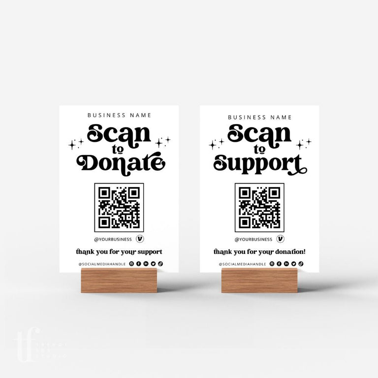 Retro Scan to Support Sign, QR code Donation Sign Canva Template | Dani ...