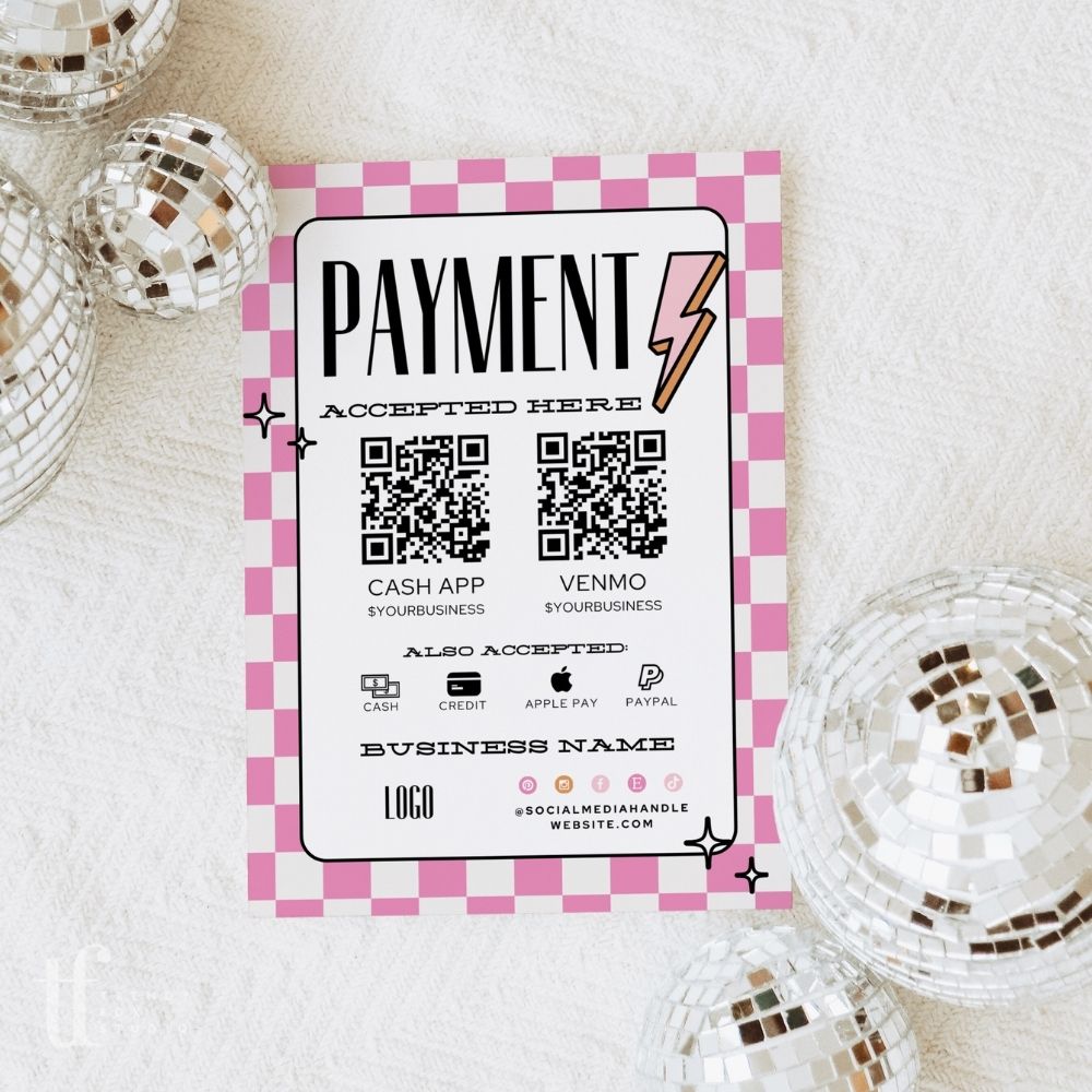 Scan to Pay Sign 2 QR Code Canva Template | Brooks (Copy) - Trendy Fox Studio