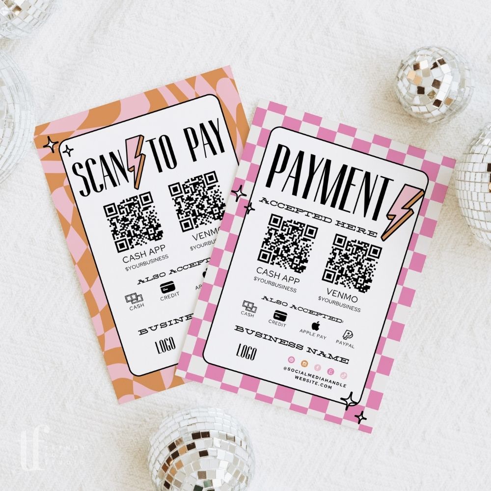 Scan to Pay Sign 2 QR Code Canva Template | Brooks (Copy) - Trendy Fox Studio