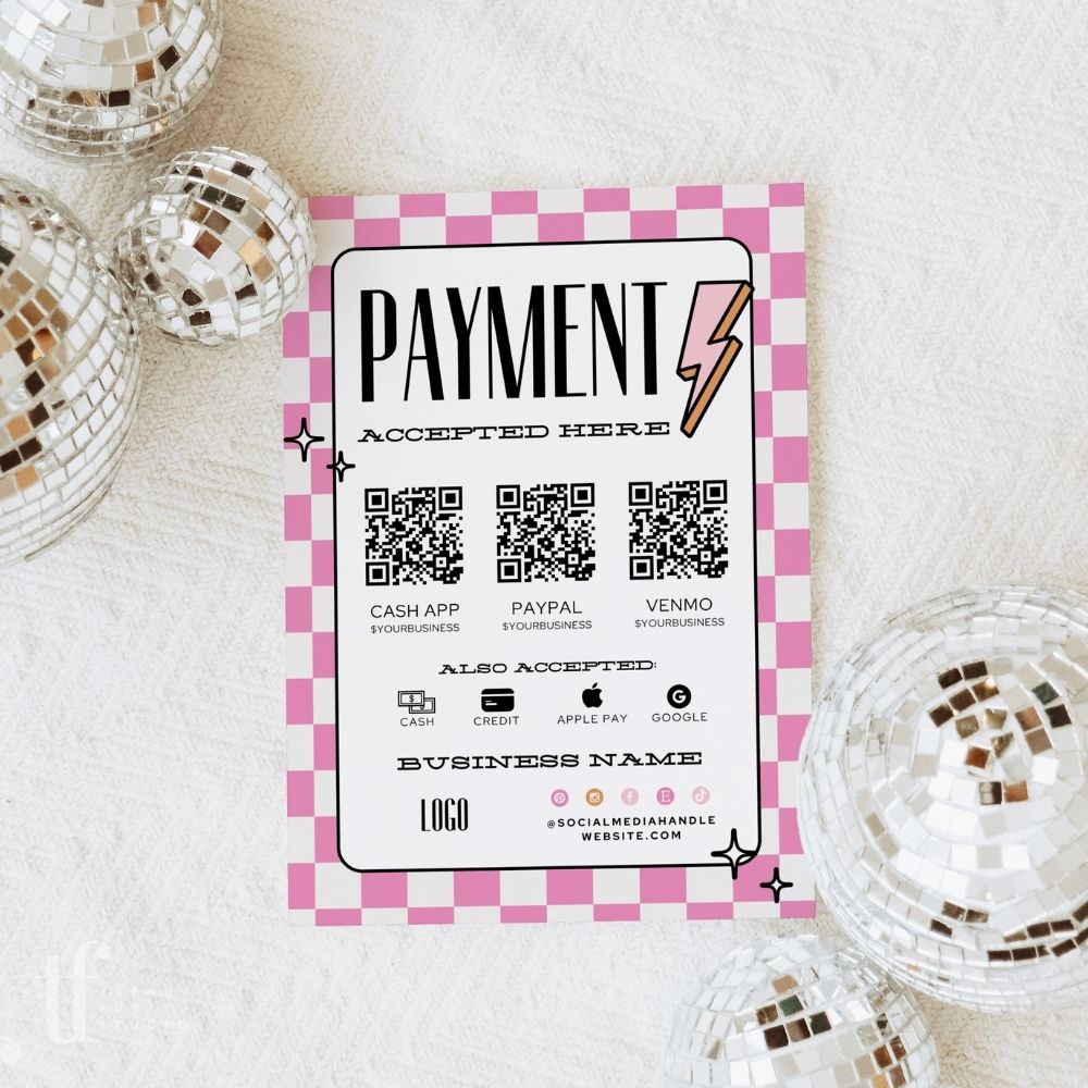 Scan to Pay Sign 3 QR Code Canva Template | Brooks - Trendy Fox Studio