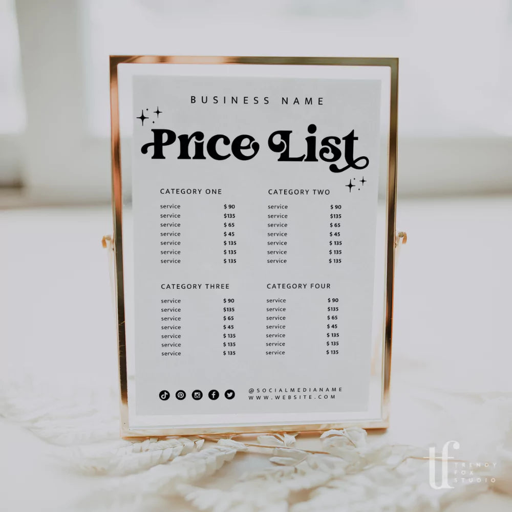 Retro Scan to Pay Sign &amp; Price List Sign Canva Template | Dani