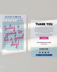 Trendy Blue Guest Check Business Thank You Card Canva Template - Trendy Fox Studio