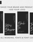 Vertical Thin Black Candle Label Canva Template | Ashe - Trendy Fox Studio