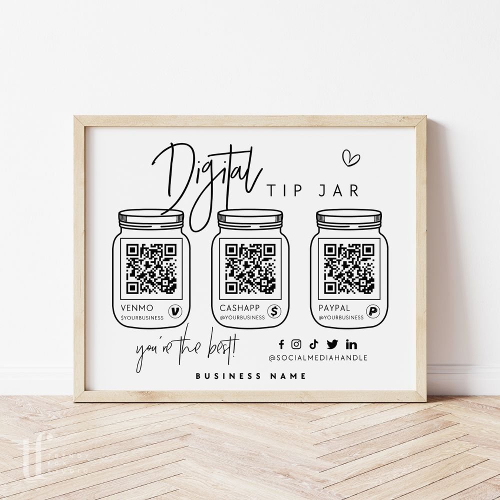 Virtual Tip Jar QR Code Sign Canva Template | Dusk - Trendy Fox Studio