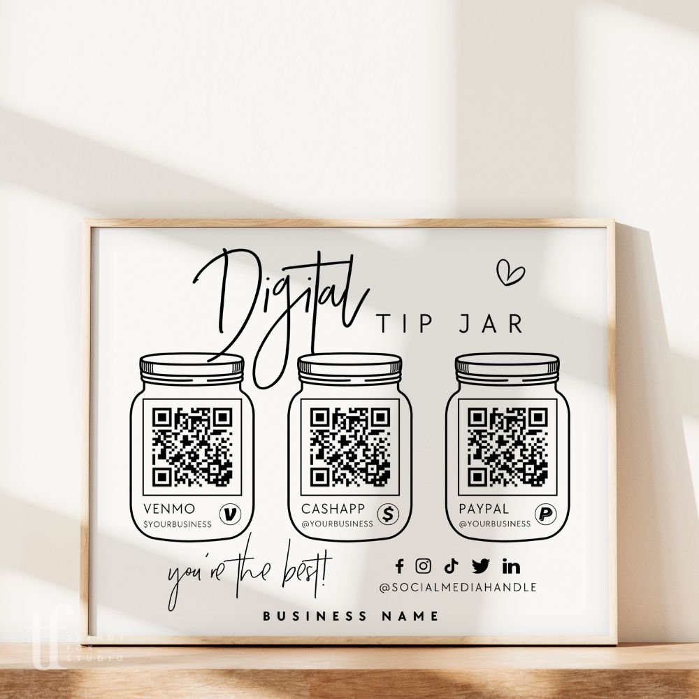 Virtual Tip Jar QR Code Sign Canva Template | Dusk - Trendy Fox Studio