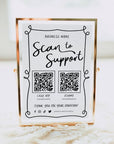 Whimsical Scan to Support Sign, 2 QR code Donation Sign Canva Template | Rose - Trendy Fox Studio